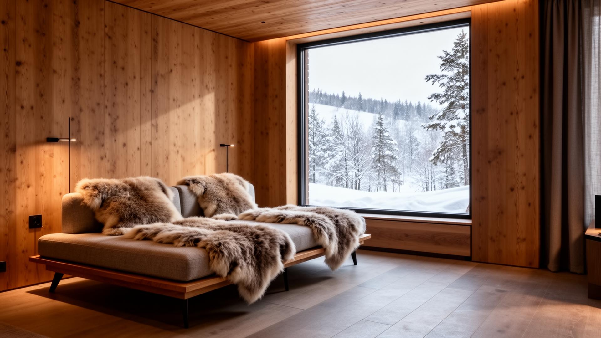 Warm Nordic lodge interior